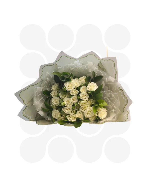 Luxurious white bouquet with sophisticated oil-style wrapping.