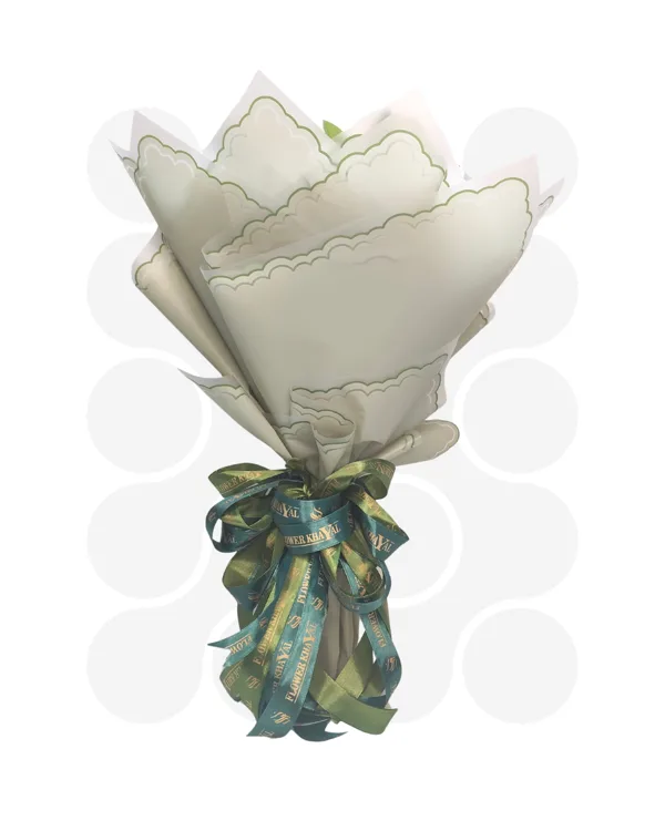 Luxurious white bouquet with sophisticated oil-style wrapping.